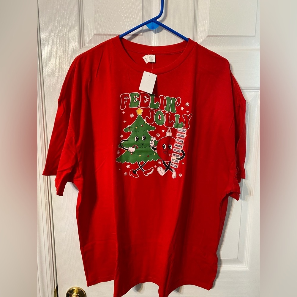 Christmas Feelin' Jolly Red T-Shirt size XXL Adult Unisex NWT